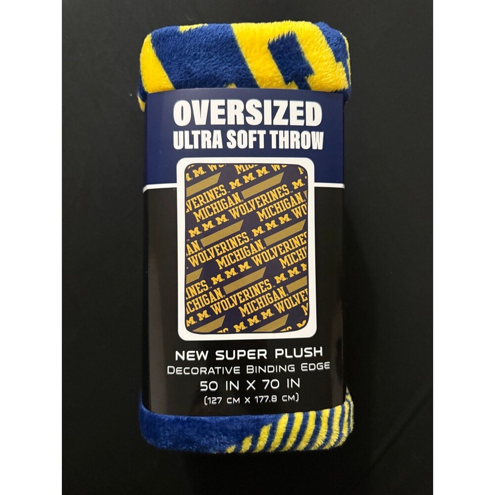 PGS NCAA Michigan Wolverines Slanted Half Wordmark Ultra Soft Blanket 50x70